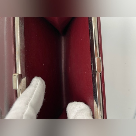 Cartier Bordeaux Silver Hardware Kisslock Coin Pouch Flap Wallet - Picture 6 of 10